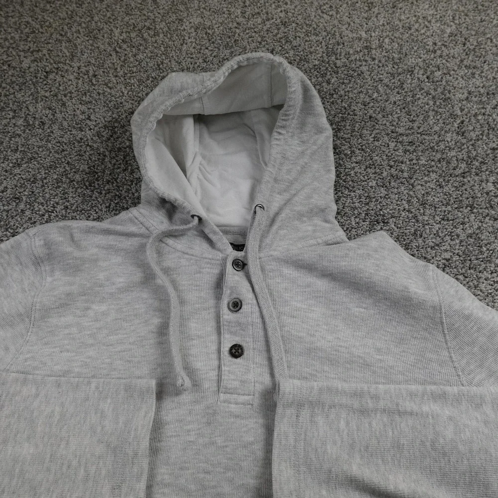 Banana Republic Hoodie Mens M‎ Gray Heather Henley Pullover Sweatshirt Preppy